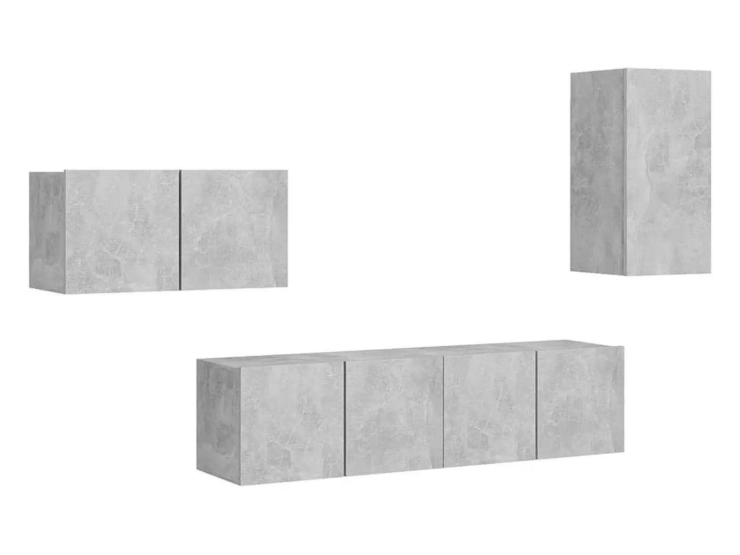 4 pcs conjunto de móveis TV derivados madeira cinzento cimento PT689083