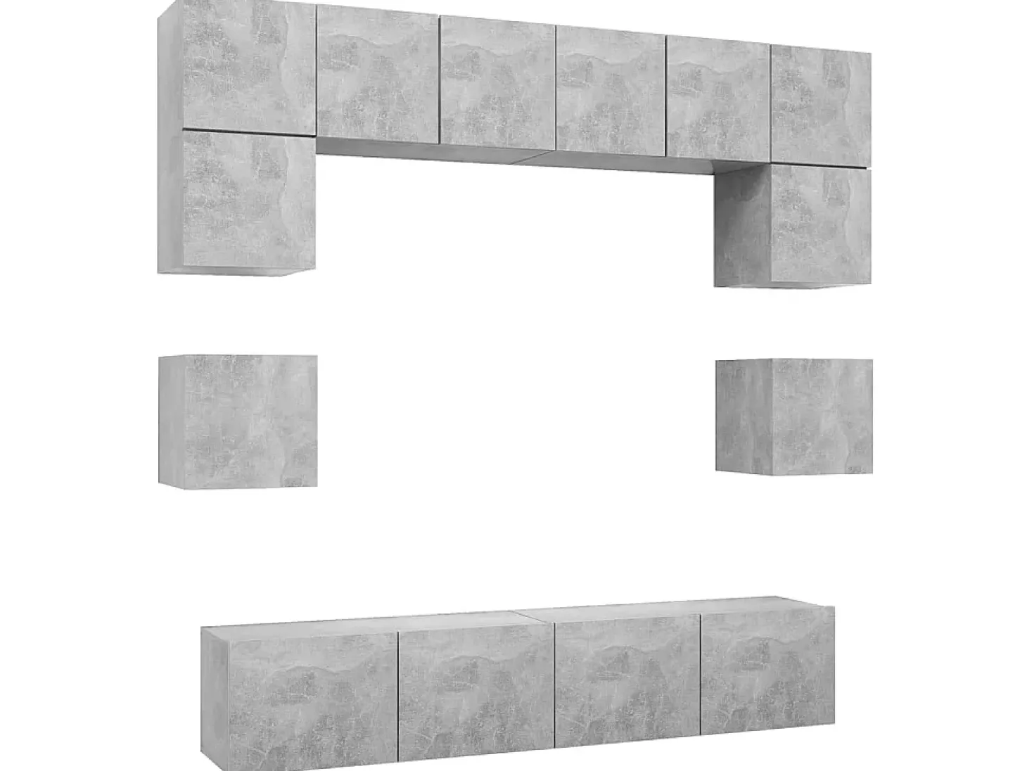 8 pcs conjunto de móveis TV derivados madeira cinzento cimento PT365267