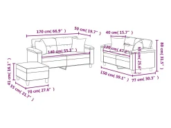 3 pcs conjunto de sofás com almofadas couro artificial creme