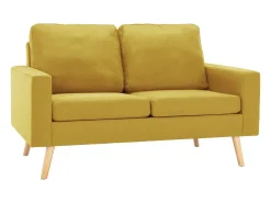 2 pcs conjunto de sofás tecido amarelo