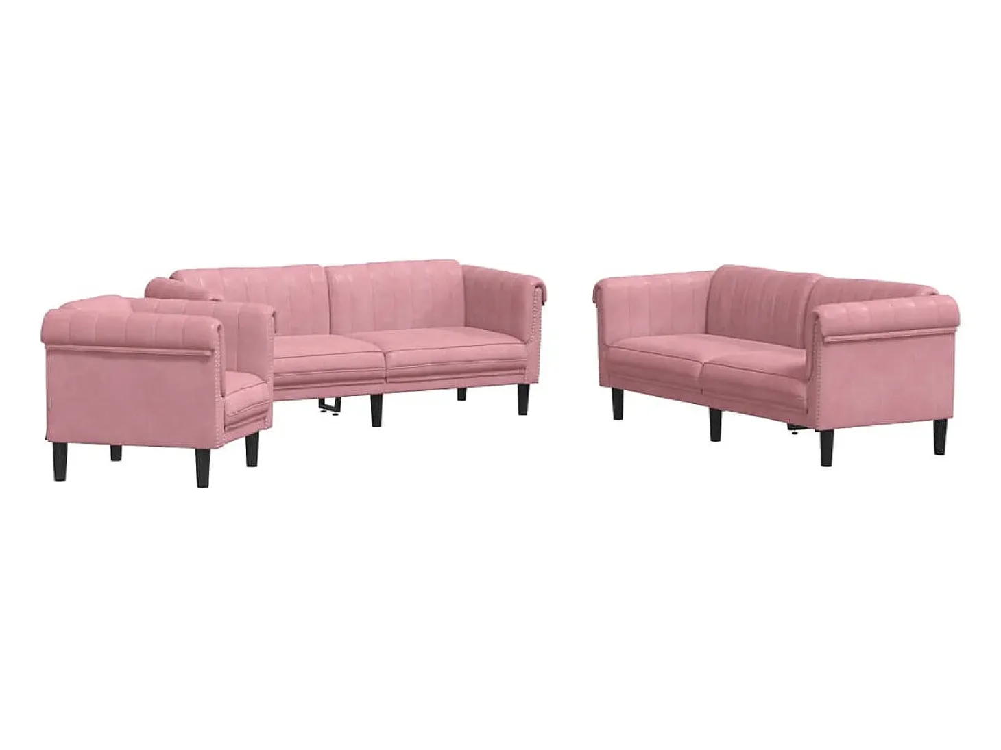 3 pcs conjunto de sofás veludo rosa