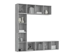 3 pcs conjunto estante/móvel TV 180x30x180 cm cinzento sonoma PT842132