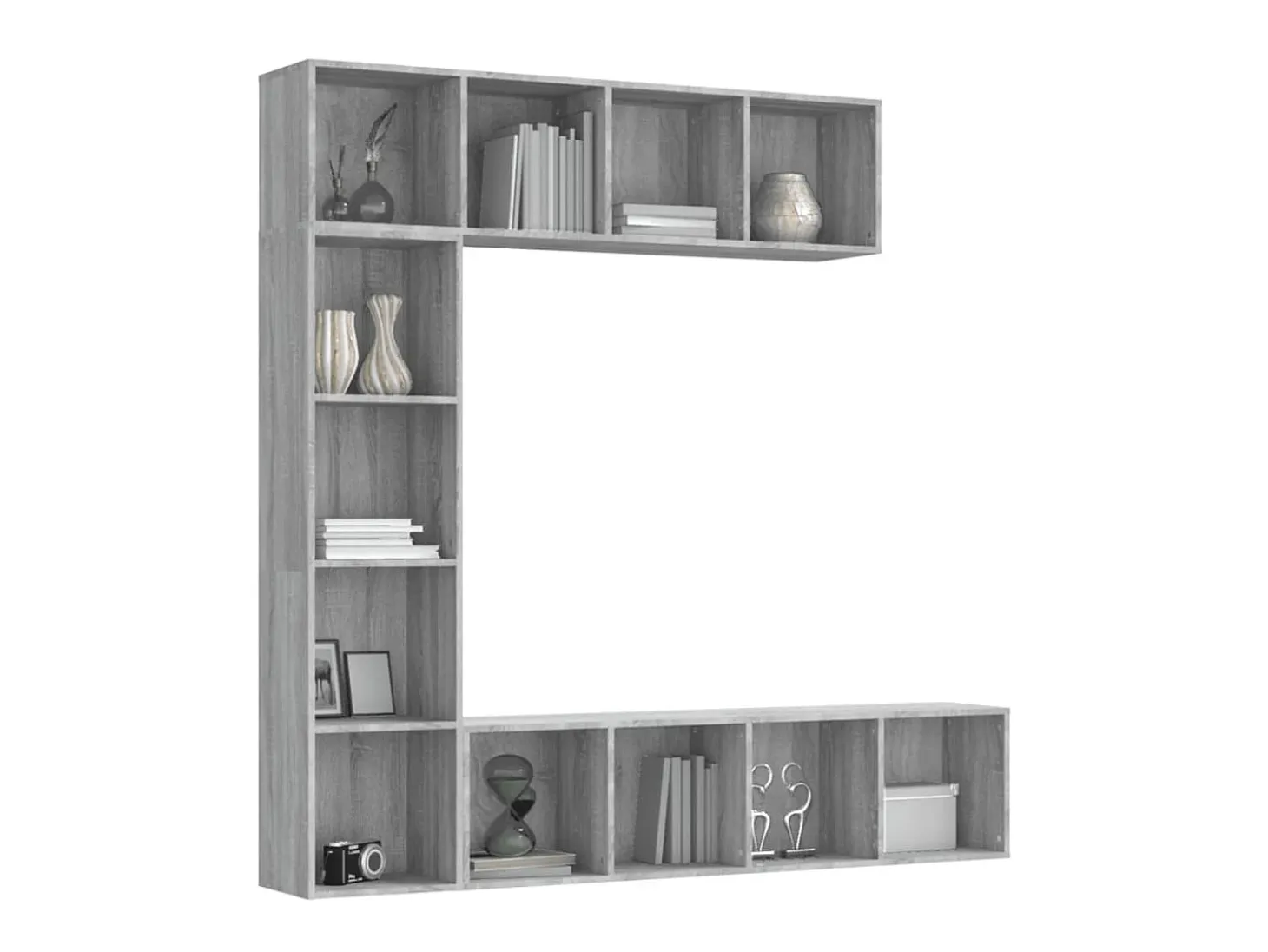 3 pcs conjunto estante/móvel TV 180x30x180 cm cinzento sonoma PT842132