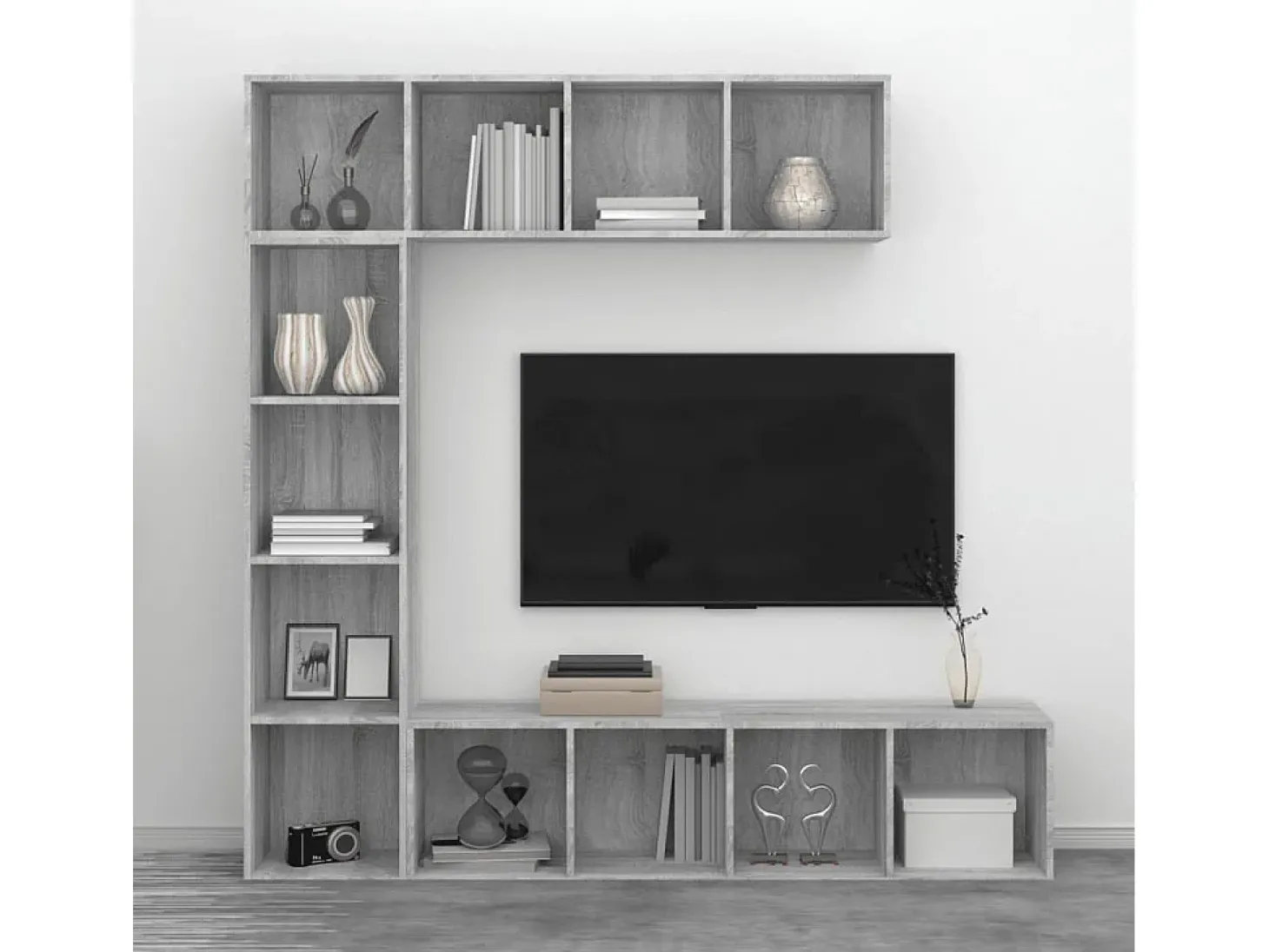 3 pcs conjunto estante/móvel TV 180x30x180 cm cinzento sonoma PT842132