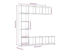 3 pcs conjunto estante/móvel TV 180x30x180 cm cinzento sonoma