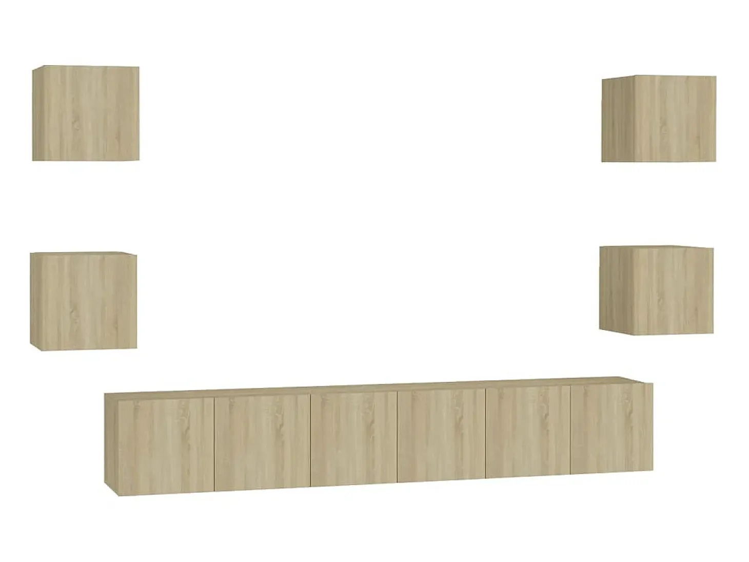 7 pcs conjunto móveis de TV derivados madeira carvalho sonoma PT874236