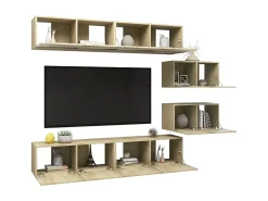 6 pcs conjunto móveis de TV derivados madeira carvalho sonoma PT507683