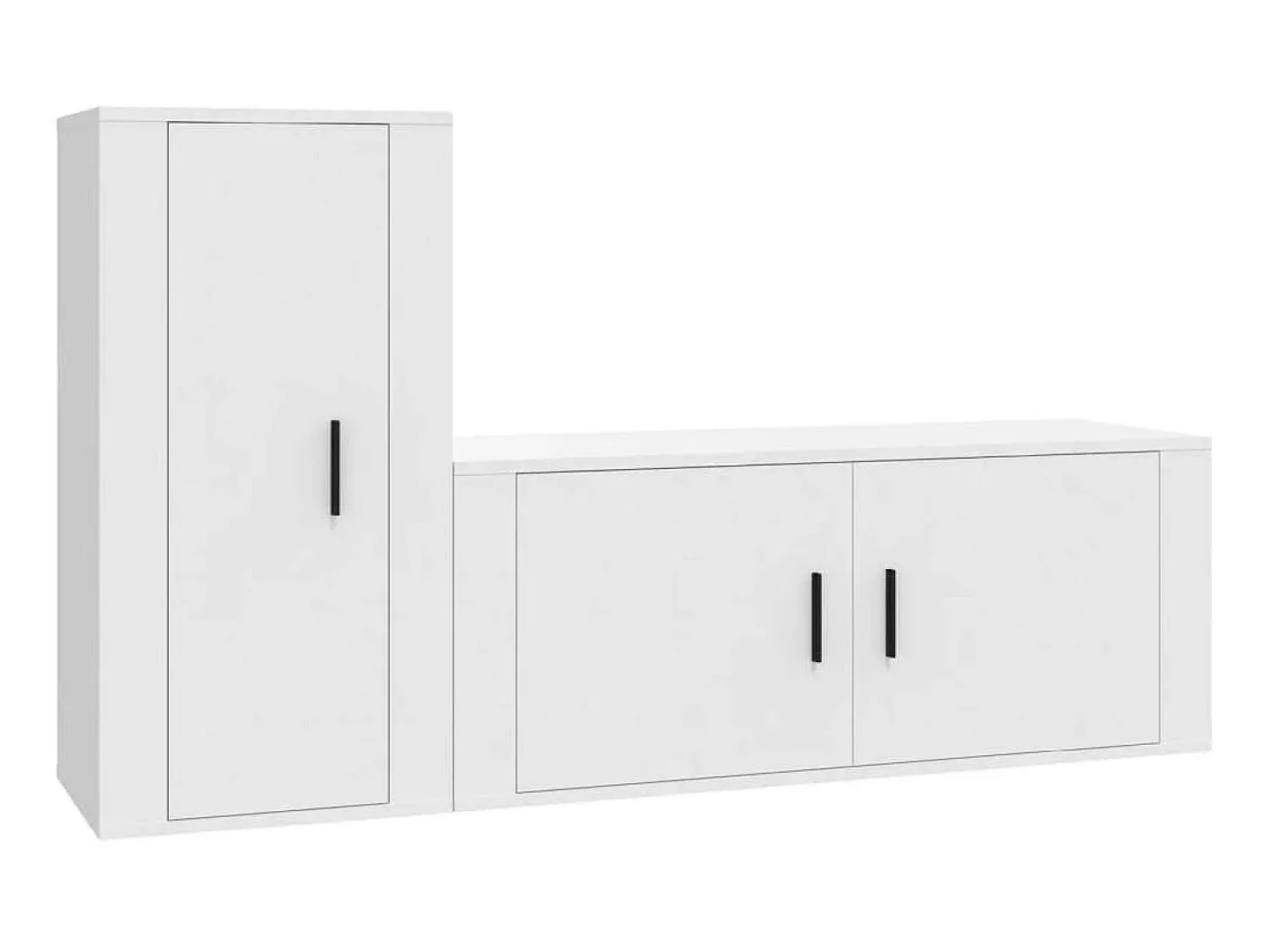 2 pcs conjunto móveis de TV derivados de madeira branco PT895768