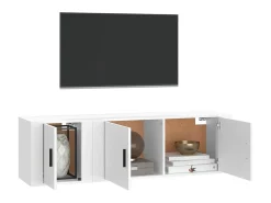 2 pcs conjunto móveis de TV derivados de madeira branco PT739447