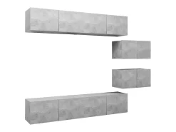 6 pcs conjunto móveis de TV derivados madeira cinzento cimento PT462926