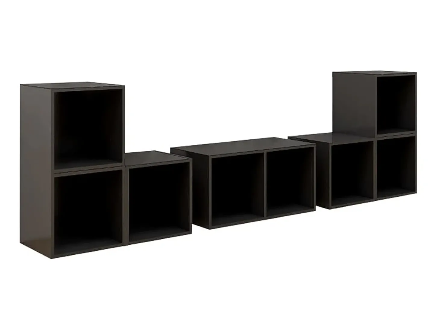 6 pcs conjunto móveis de TV derivados madeira cinza brilhante PT453369