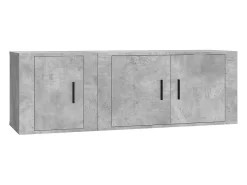 2 pcs conjunto móveis de TV derivados de madeira cinza cimento PT778307