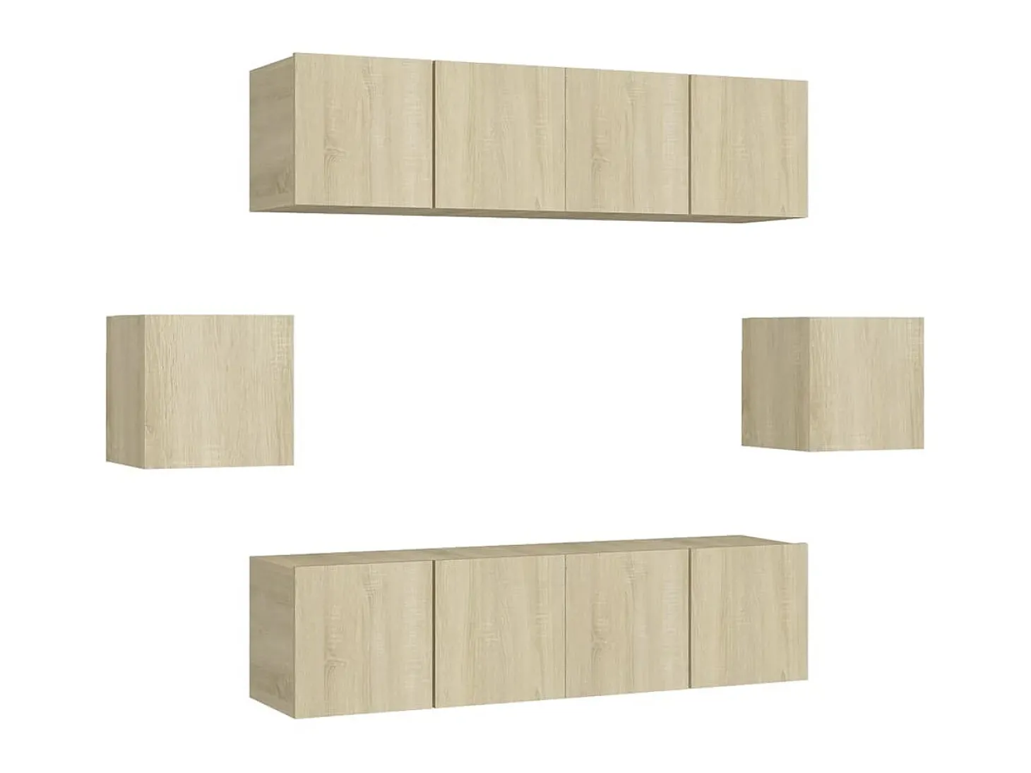 6 pcs conjunto móveis de TV derivados madeira carvalho sonoma PT175029