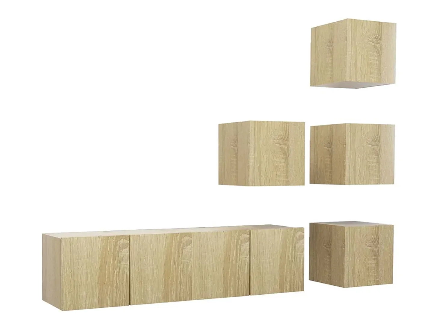 6 pcs conjunto móveis de TV derivados madeira carvalho sonoma PT707718