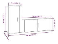 2 pcs conjunto móveis de TV derivados de madeira branco