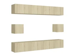 6 pcs conjunto móveis de TV derivados madeira carvalho sonoma PT303912