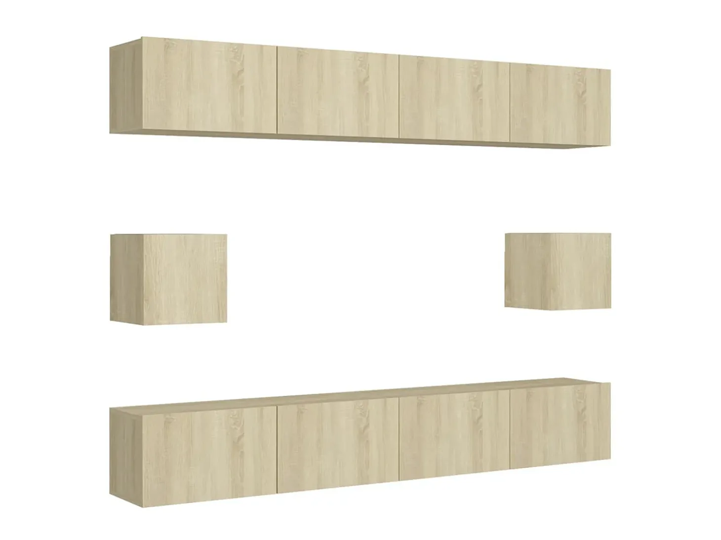 6 pcs conjunto móveis de TV derivados madeira carvalho sonoma PT303912