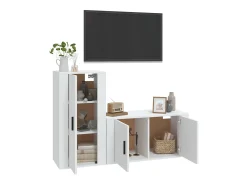 2 pcs conjunto móveis de TV derivados de madeira branco PT992402