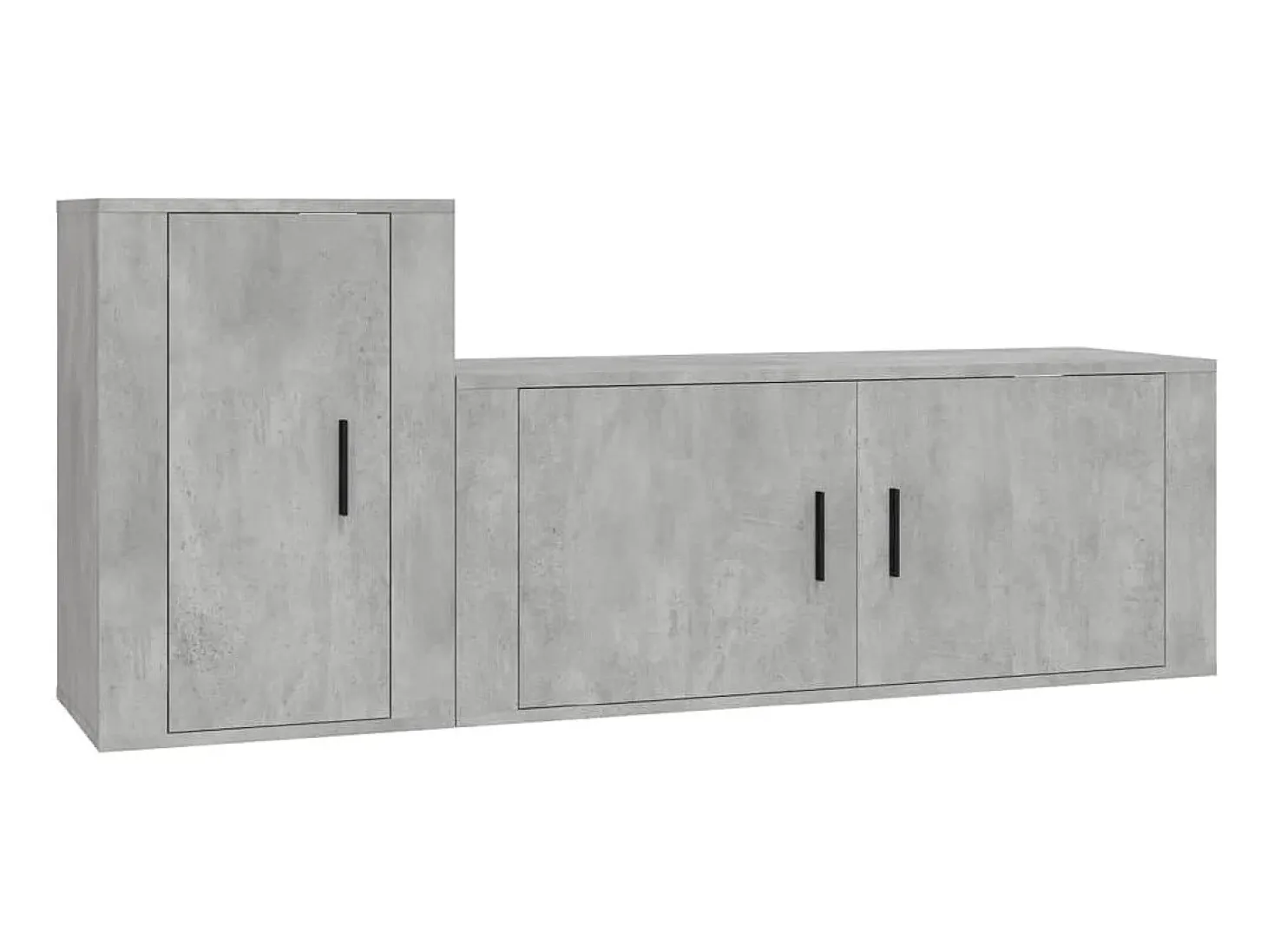 2 pcs conjunto móveis de TV derivados de madeira cinza cimento PT614067