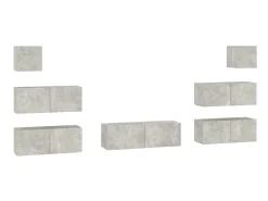 7 pcs conjunto móveis TV derivados de madeira cinzento cimento PT637580