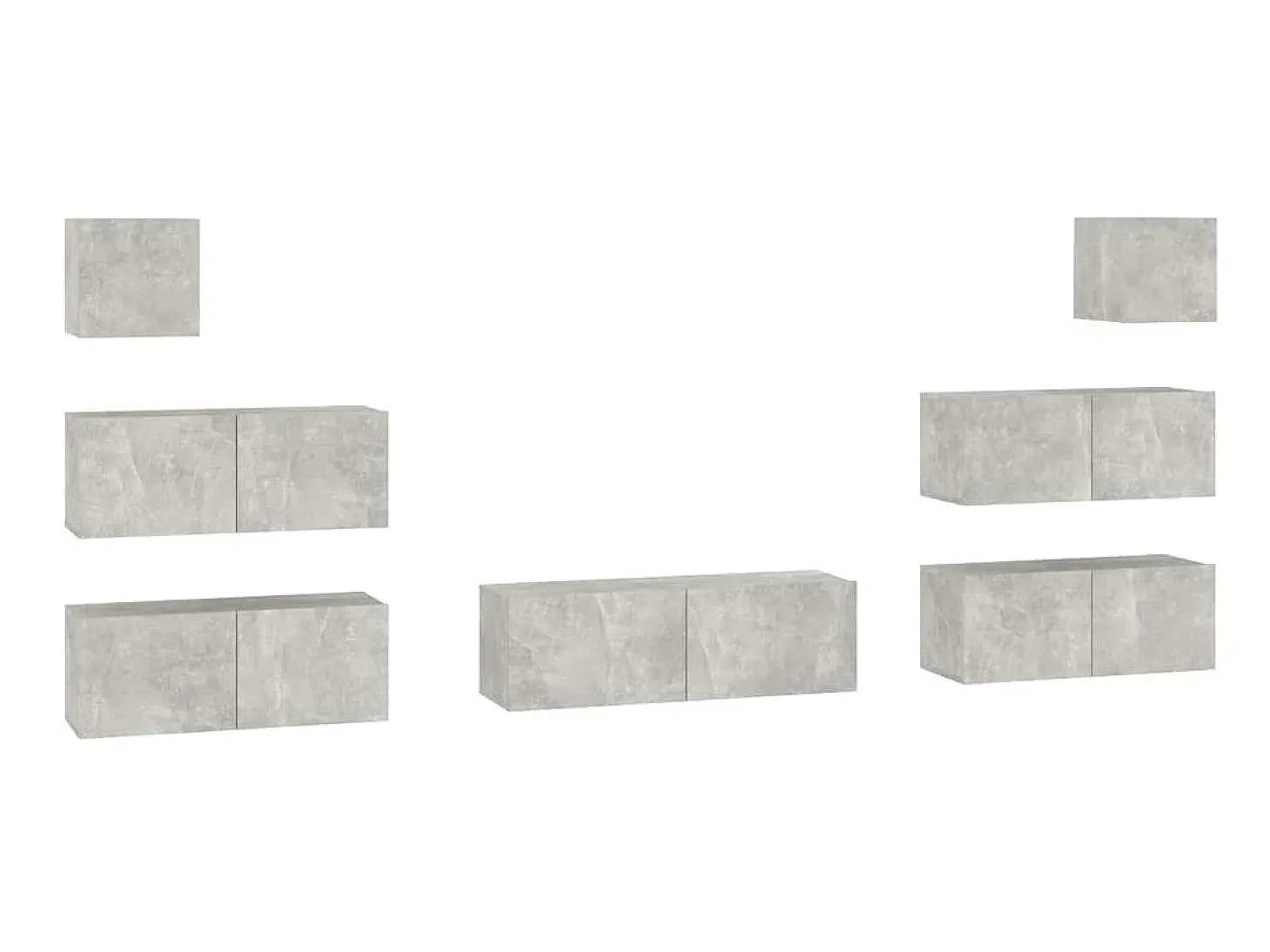 7 pcs conjunto móveis TV derivados de madeira cinzento cimento PT637580
