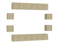 10 pcs conjunto móveis TV derivados de madeira carvalho sonoma PT122252