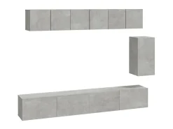 6 pcs conjunto móveis TV derivados de madeira cinzento cimento PT550869