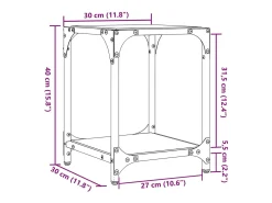 2 pcs Mesas de centro | Mesa de apoio | Mesa de café c/ topo vidro transparente 30x30x40cm aço
