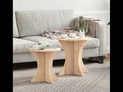 2 pcs Mesas de centro | Mesa de apoio | Mesa de café Natural 46x46x47 cm