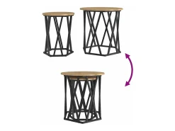 2 pcs Mesas de centro | Mesa de apoio | Mesa de café carvalho artisiano 50x50x50 cm