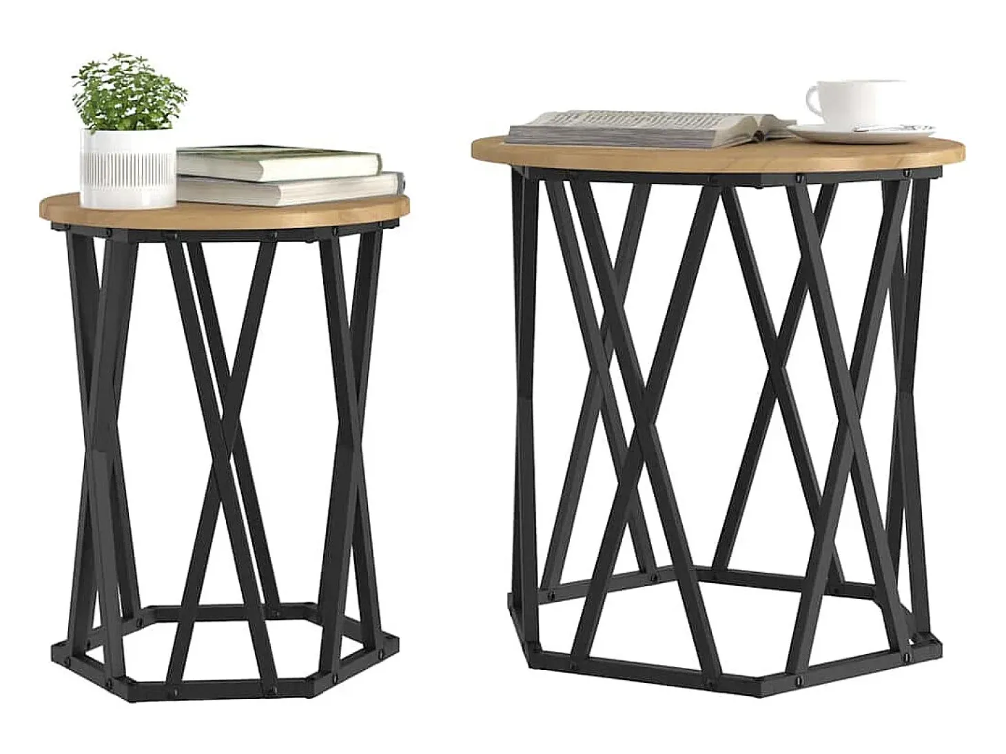 2 pcs Mesas de centro | Mesa de apoio | Mesa de café carvalho artisiano 50x50x50 cm