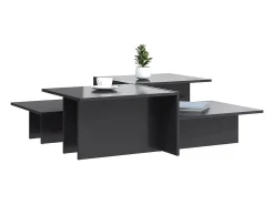 2 pcs Mesas de centro | Mesa de apoio | Mesa de café derivados de madeira cinzento brilhante