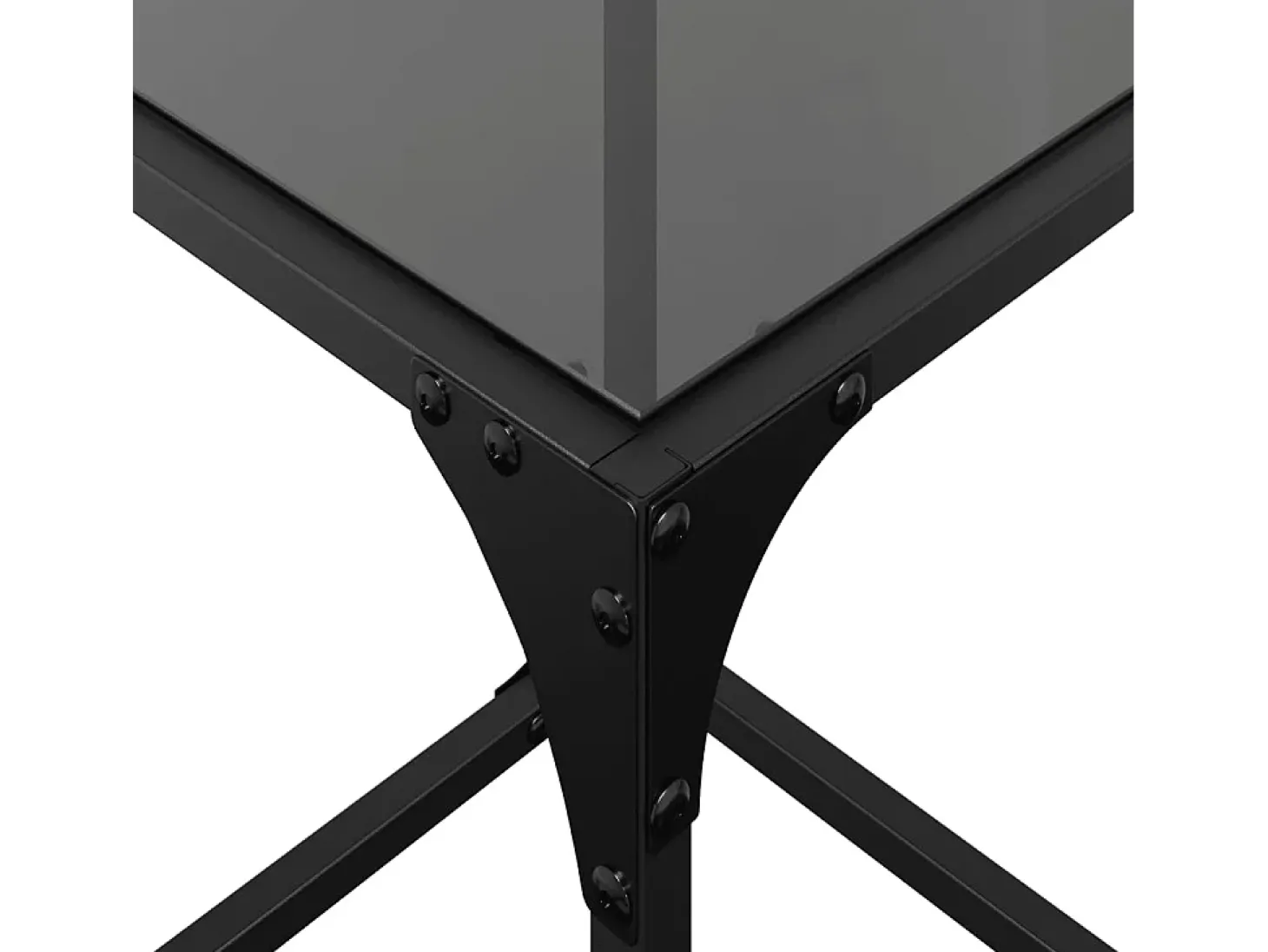2 pcs Mesas de centro | Mesa de apoio | Mesa de café c/ topo em vidro preto 30x30x40 cm aço