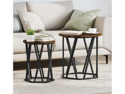 2 pcs Mesas de centro | Mesa de apoio | Mesa de café Carvalho fumado 50x50x50 cm