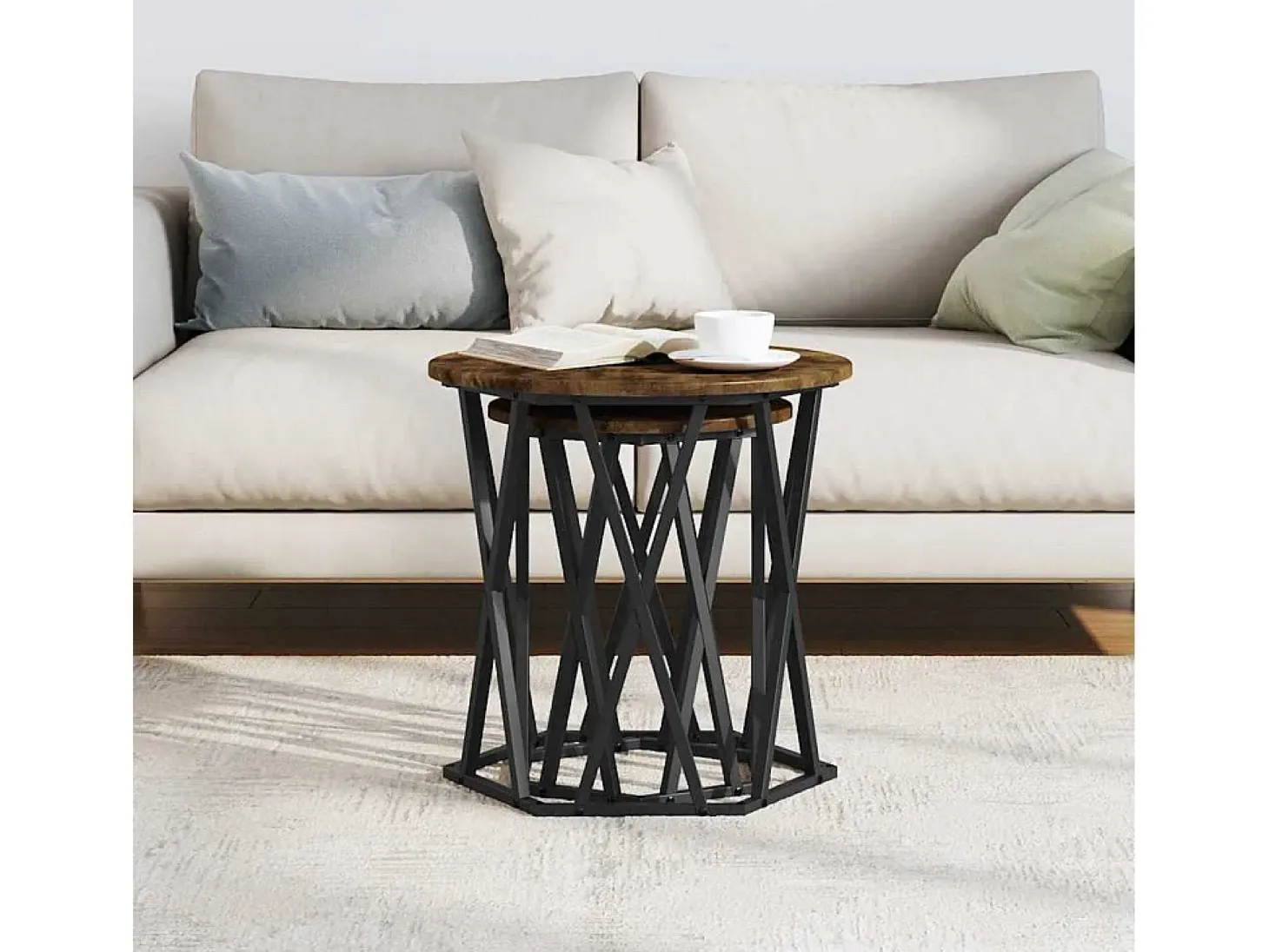 2 pcs Mesas de centro | Mesa de apoio | Mesa de café Carvalho fumado 50x50x50 cm