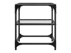 2 pcs Mesas de centro | Mesa de apoio | Mesa de café c/ topo vidro transparente 40x40x45cm aço