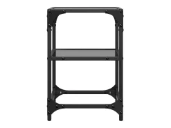 2 pcs Mesas de centro | Mesa de apoio | Mesa de café c/ tampo em vidro preto 30x30x45 cm aço