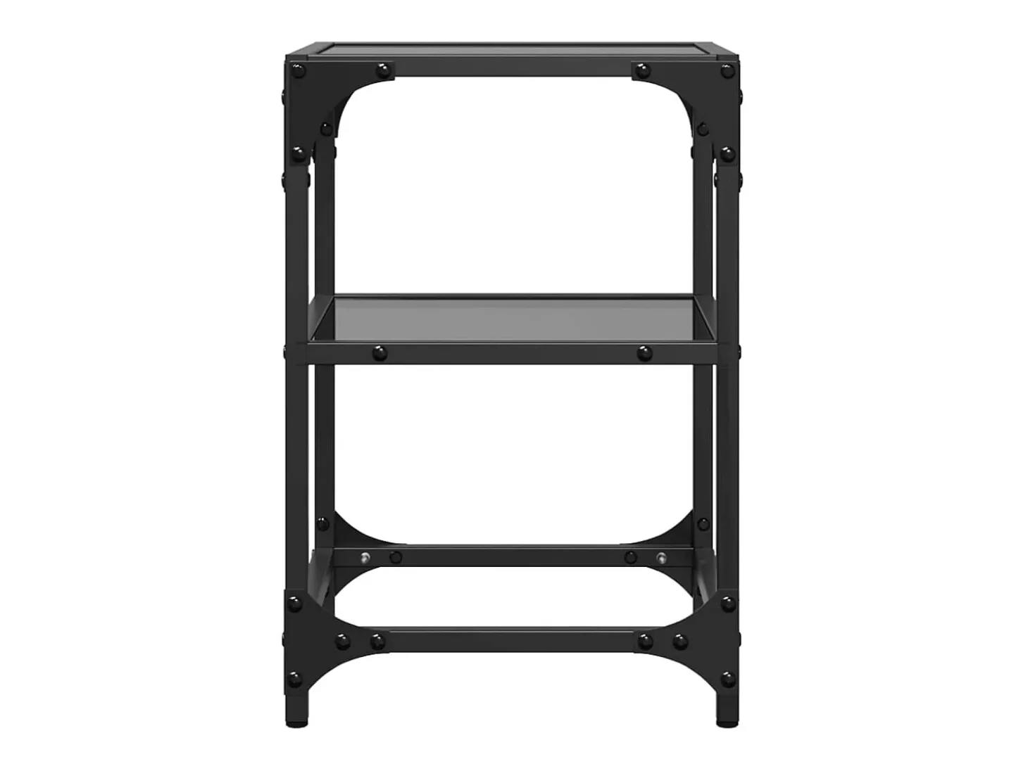 2 pcs Mesas de centro | Mesa de apoio | Mesa de café c/ tampo em vidro preto 30x30x45 cm aço