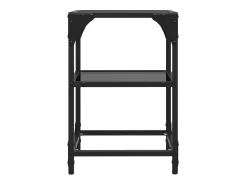 2 pcs Mesas de centro | Mesa de apoio | Mesa de café c/ tampo em vidro preto 30x30x45 cm aço