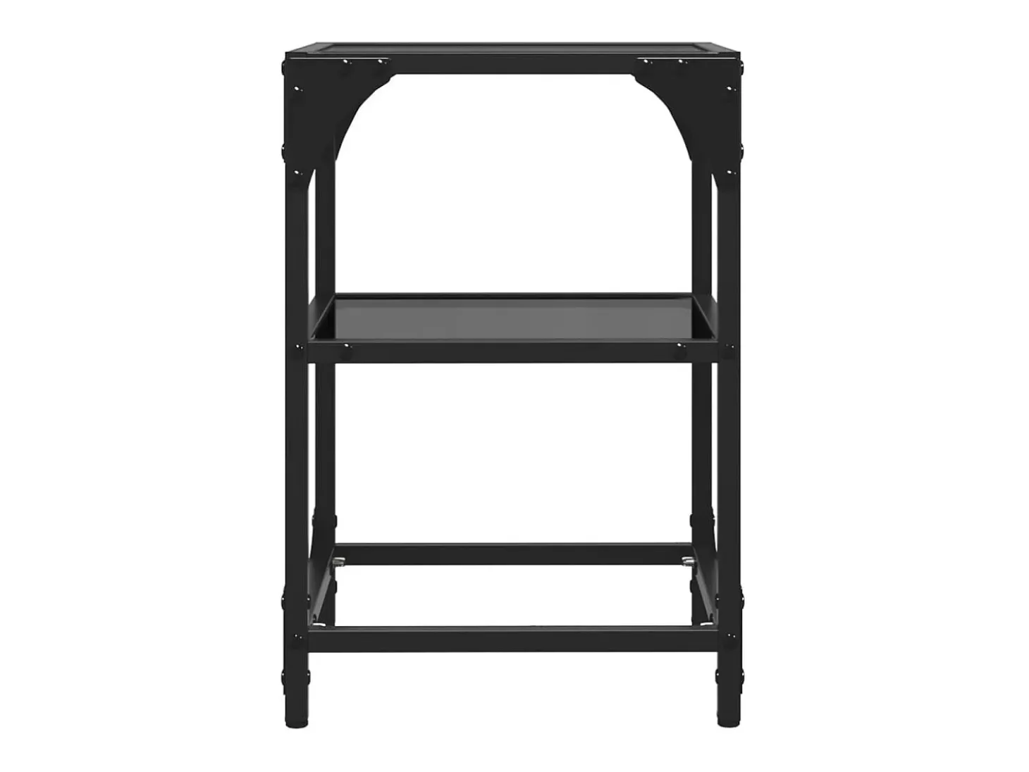 2 pcs Mesas de centro | Mesa de apoio | Mesa de café c/ tampo em vidro preto 30x30x45 cm aço