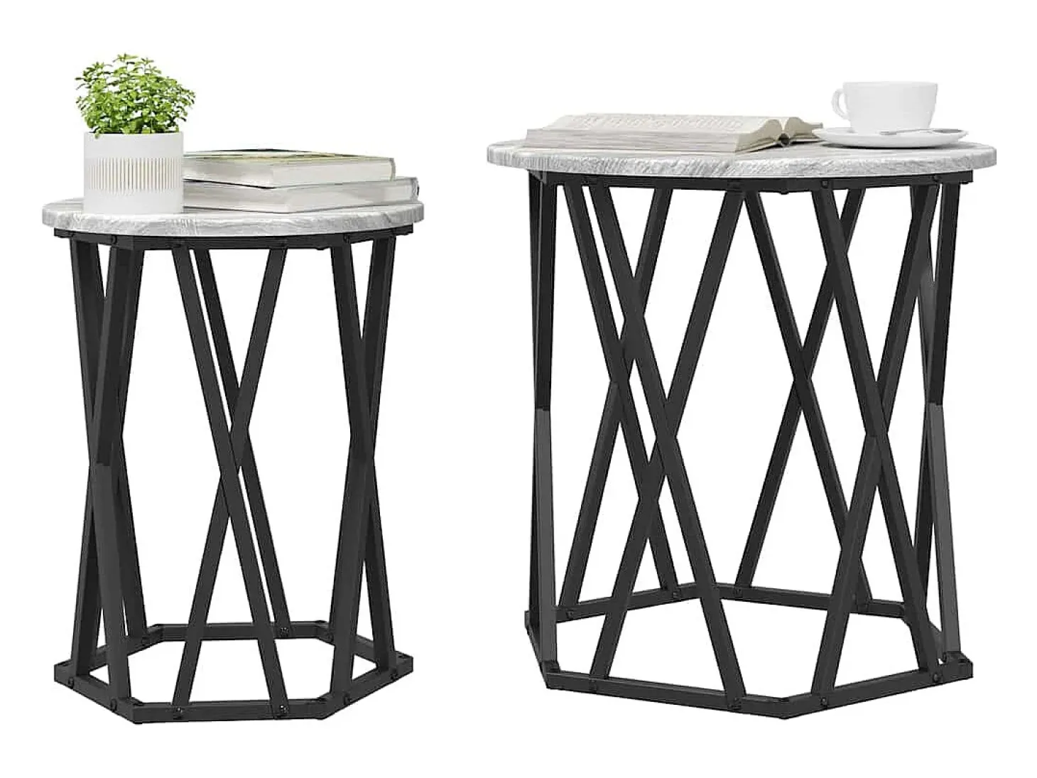 2 pcs Mesas de centro | Mesa de apoio | Mesa de café Sonoma cinzento 50x50x50 cm