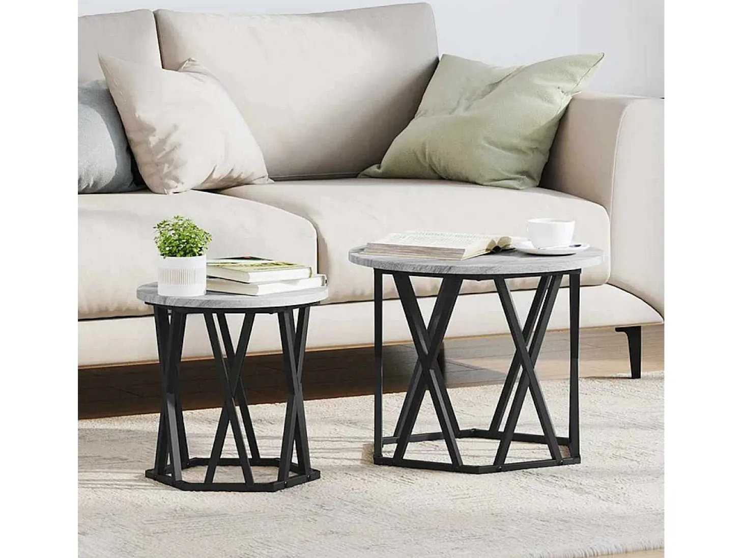 2 pcs Mesas de centro | Mesa de apoio | Mesa de café Sonoma cinzento 50x50x50 cm