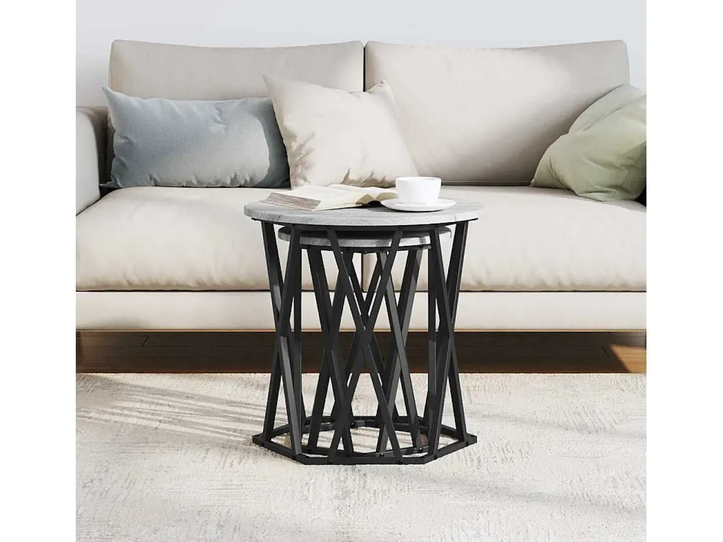 2 pcs Mesas de centro | Mesa de apoio | Mesa de café Sonoma cinzento 50x50x50 cm