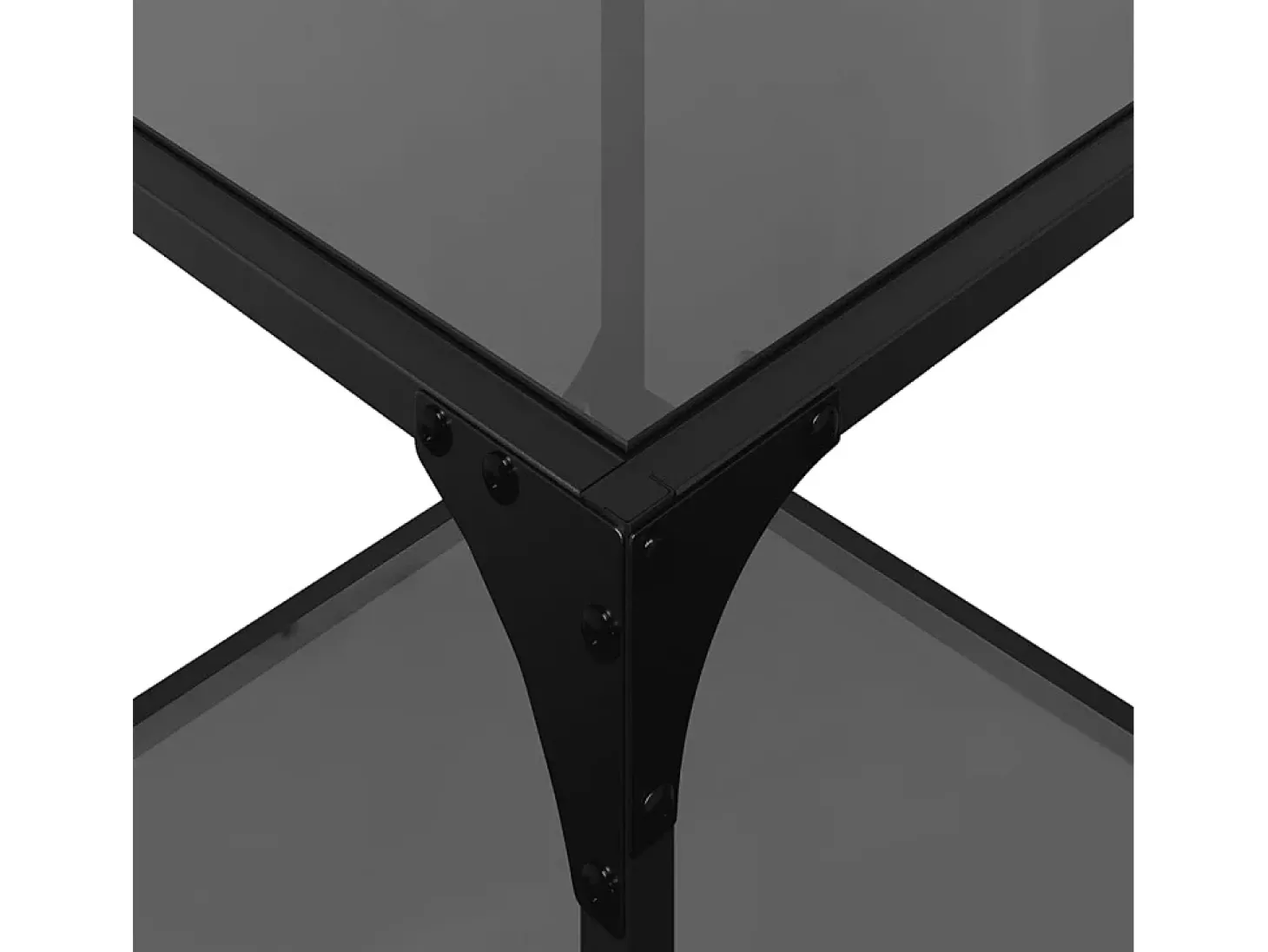 2 pcs Mesas de centro | Mesa de apoio | Mesa de café c/ topo em vidro preto 40x40x40 cm aço