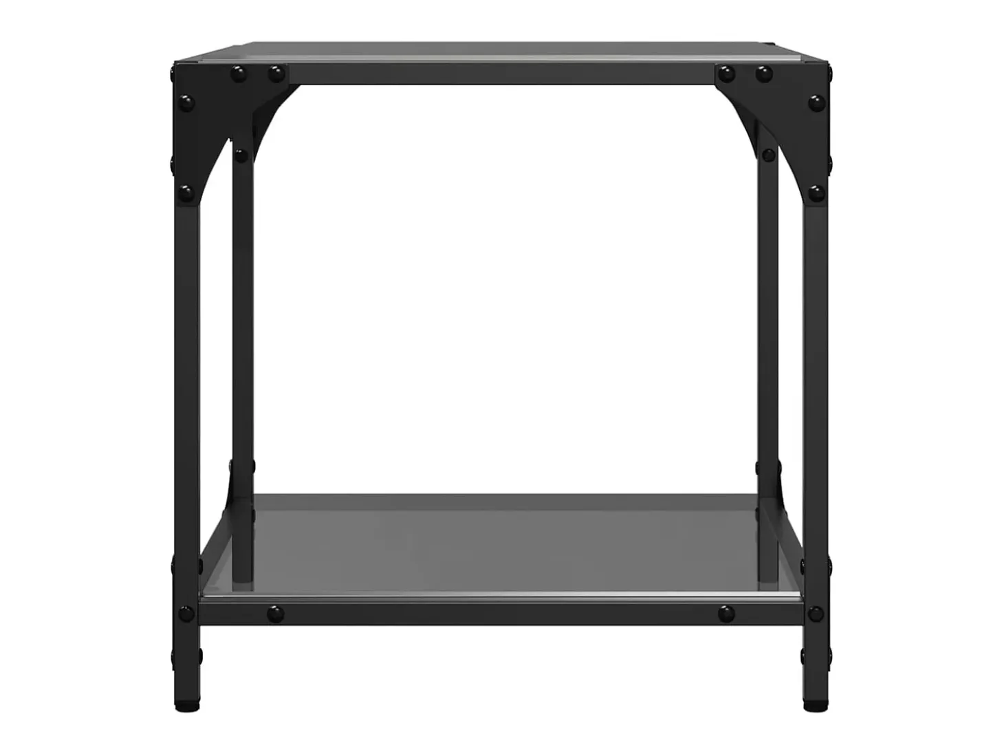 2 pcs Mesas de centro | Mesa de apoio | Mesa de café c/ topo em vidro preto 40x40x40 cm aço