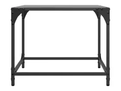 2 pcs Mesas de centro | Mesa de apoio | Mesa de café c/ topo em vidro preto 50x50x40 cm aço