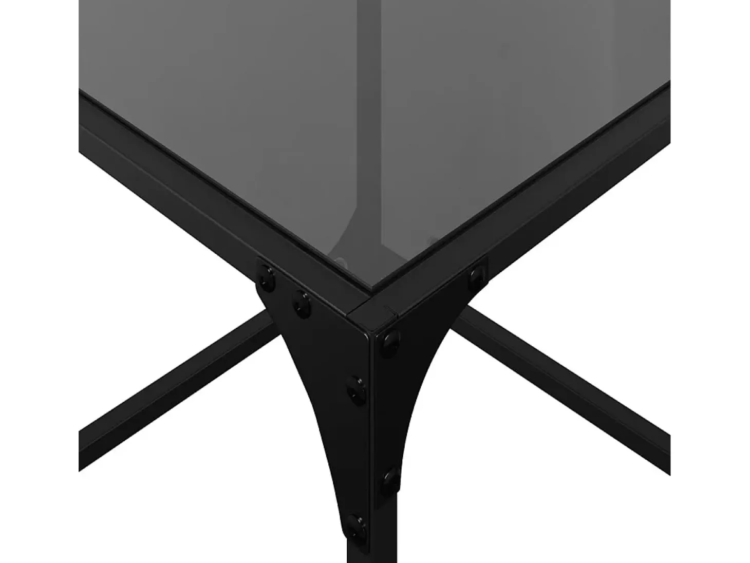 2 pcs Mesas de centro | Mesa de apoio | Mesa de café c/ topo em vidro preto 40x40x40 cm aço