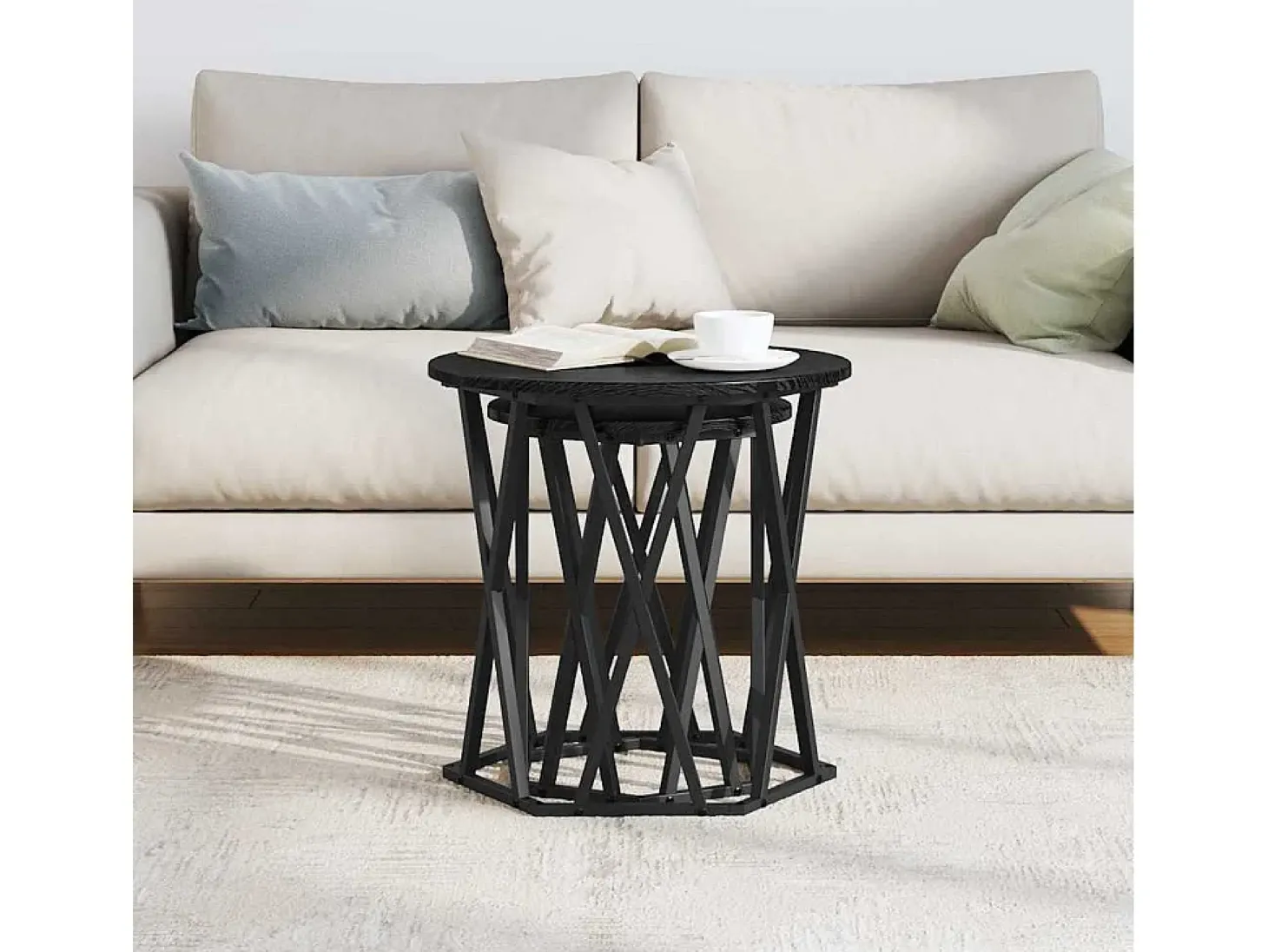 2 pcs Mesas de centro | Mesa de apoio | Mesa de café Carvalho preto 50x50x50 cm