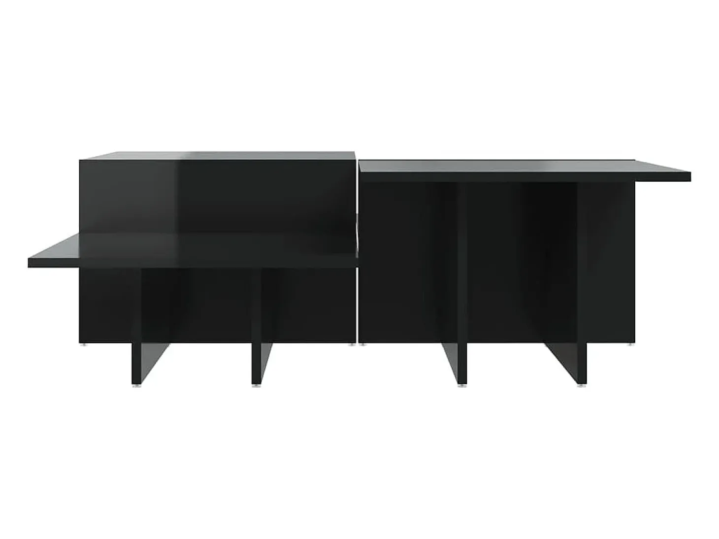 2 pcs Mesas de centro | Mesa de apoio | Mesa de café derivados de madeira preto brilhante