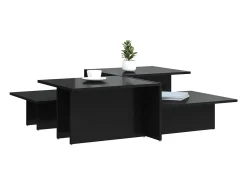 2 pcs Mesas de centro | Mesa de apoio | Mesa de café derivados de madeira preto brilhante